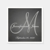 Elegant schoolbord Monogram Papieren servetten (Voorkant)
