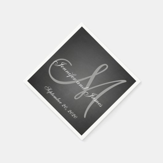 Elegant schoolbord Monogram Papieren servetten (Hoek)