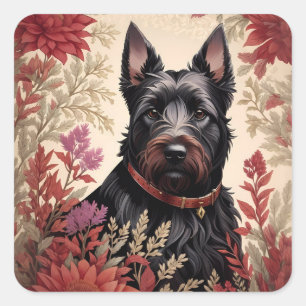 Elegant Schots Terrier Hondenportret Vierkante Sticker