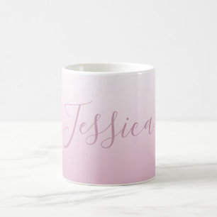 Elegant Schrift & Bewerkbare Roze (elke kleur) Omb Koffiemok