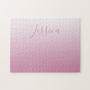 Elegant Schrift & Bewerkbare Roze (elke kleur) Omb Legpuzzel