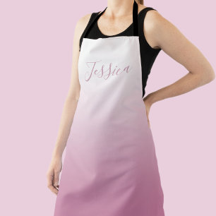 Elegant Schrift & Bewerkbare Roze (elke kleur) Omb Schort