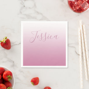 Elegant Schrift & Bewerkbare Roze (elke kleur) Omb Servet