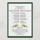 Elegant Schrift & Botanisch - Smaragd Bruiloft Programma (Achterkant)