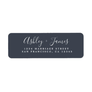 Elegant Schrift Donkerblauw Trouw Retouradres Etiket