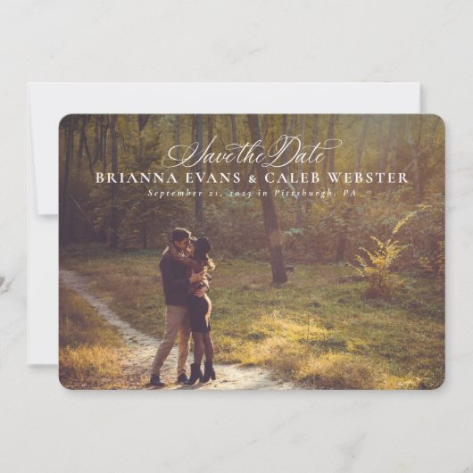 Elegant schrift eenvoudig één foto save the date (Voorkant)