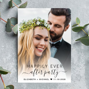 Elegant Schrift  Foto Bruiloftsreceptie Kaart
