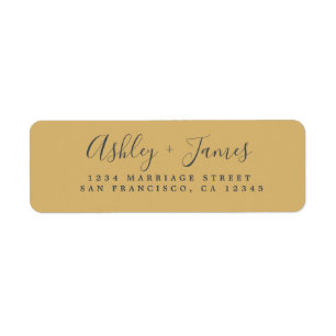 Elegant Schrift Goud Geel Trouw Retouradres Etiket