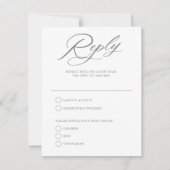 Elegant Schrift Huwelijk Witte Antwoord RSVP Kaart (Voorkant)