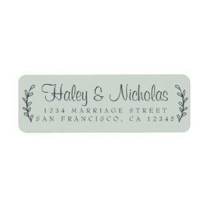 Elegant Schrift Landelijk Loof Huwelijks Retouradr Etiket