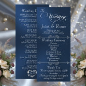 Elegant Schrift & Monogram - Blauwe Huwelijk Programma