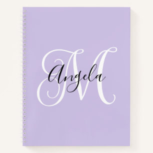 Elegant Schrift Monogram Bleek Lavendel Notitieboek