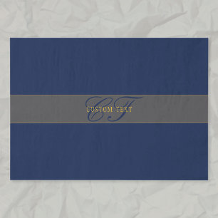 Elegant Schrift Monogram Donker Navyblauw Grijs & Tissuepapier