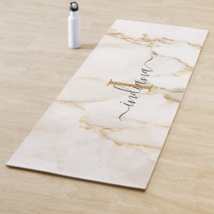 Elegant Schrift Monogram Marmer Patroon Yogamat