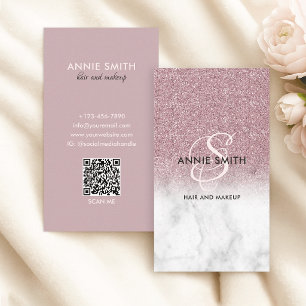 Elegant Schrift Monogram Marmer Roze Goud Glitter Visitekaartje