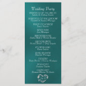 Elegant Schrift & Monogram - Turquoise Bruiloft Programma (Achterkant)