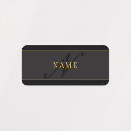 Elegant Schrift Monogram Zwart & Goud Labels