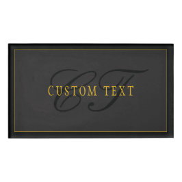 Elegant Schrift Monogram Zwart & Goud Naambadge