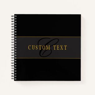 Elegant Schrift Monogram Zwart & Goud Notitieboek