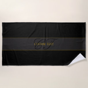 Elegant Schrift Monogram Zwart & Goud Strandlaken