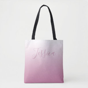 Elegant Schrift & Opgelichte Roze (elke kleur) Omb Draagtas