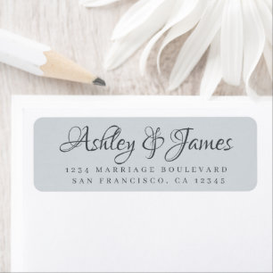 Elegant Schrift Pastelblauw Trouw Retouradres Etiket