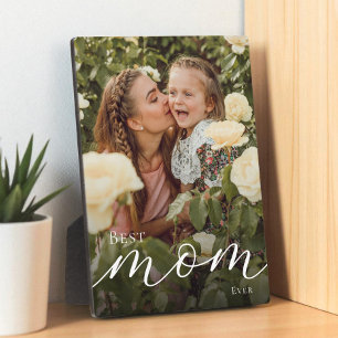 Elegant Schrift Personalized Best Mom Ever Foto Fotoplaat
