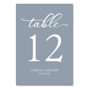 Elegant Schrift Stofblauw Tafelnummer Bruiloft