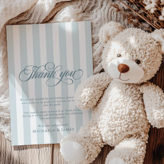 Elegant Schrift & Strepen Baby Shower Bedankkaart