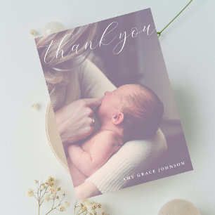 Elegant Schrift Wazige Baby Foto Eenvoudig Dank Je Kaart