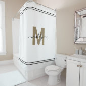 Elegant Schrift Witte Gouden Monogram Naam Vrouwel Douchegordijn (In situ)
