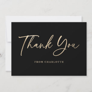 Elegant Schrift Zwart en Goud Modern Bedankkaart