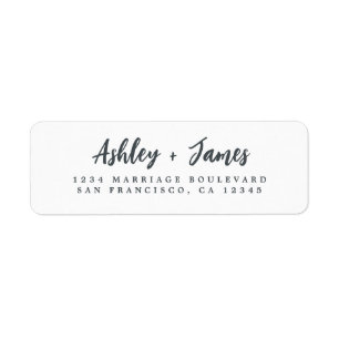 Elegant Schrift Zwart Witte Huwelijk Retouradres Etiket