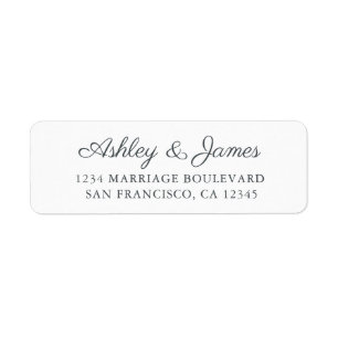 Elegant Schrift Zwart Witte Trouw Retouradres Etiket
