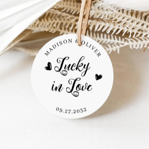 Elegant Schriftharten Harten Gelukkig Verliefd Tro Ronde Sticker