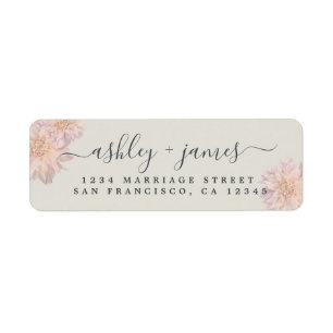 Elegant Schrifttype Roze Bloem Bruiloft Retouradre Etiket