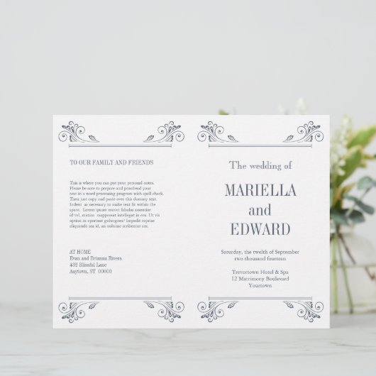 Elegant Sconce Wedding Programme (Staand voorkant)