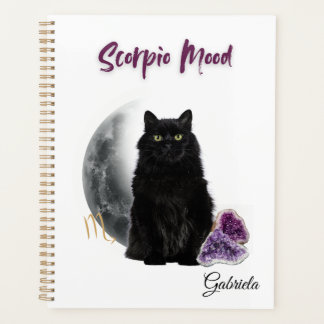 Elegant Scorpio Zodiac Cat Planner Notebook