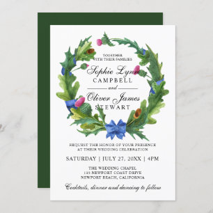 Elegant Scottish Thistle Floral Wedding Kaart