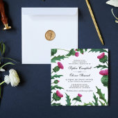 Elegant Scottish Thistle Floral Wedding Kaart