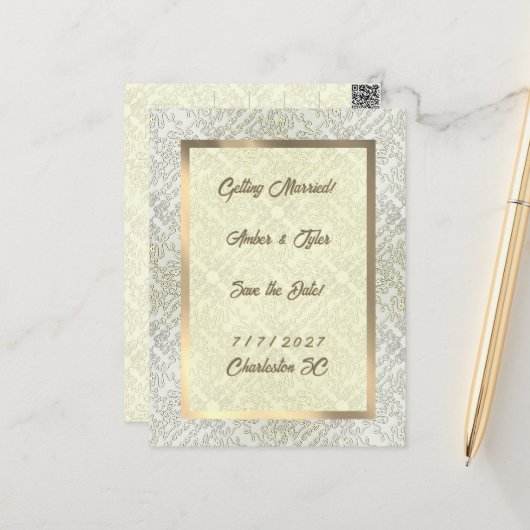 Elegant Scribble Pattern Briefkaart (Voorkant / Achterkant in situ)