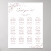 Élégant Scrip 12 Tableau Rose Mariage Siège (Devant)