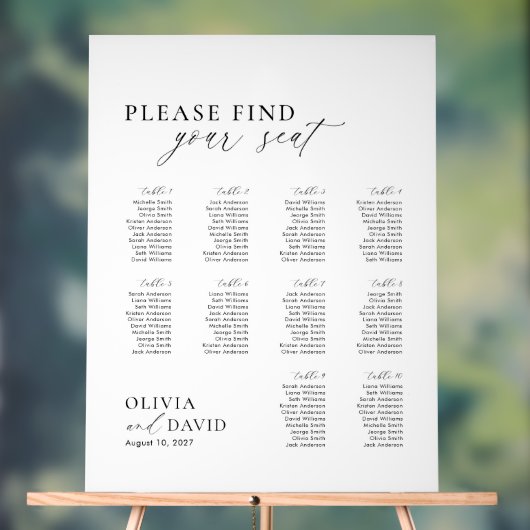 Élégant Script 10 table Seating Chart Symbole acry (Neutre)