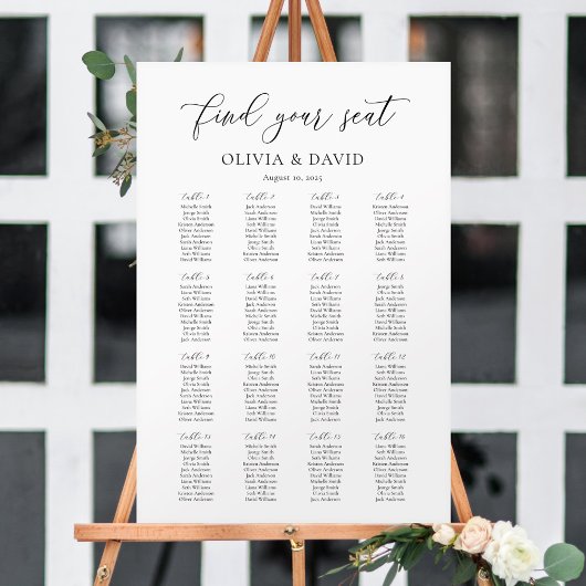 Elegant Script 16 tafel Zitgrafiek Poster