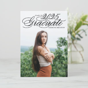 Elegant Script 2018 Photo Afstuderen Invitation II Kaart