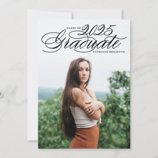 Élégant Script 2018 Photo Graduation Invitation II (Devant)