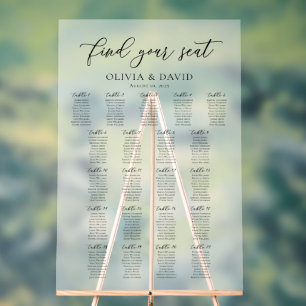 Élégant Script 21 table Seating Chart Symbole acry