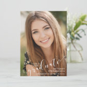 Elegant Script 2 Foto Afstuderen Aankondiging (Staand voorkant)