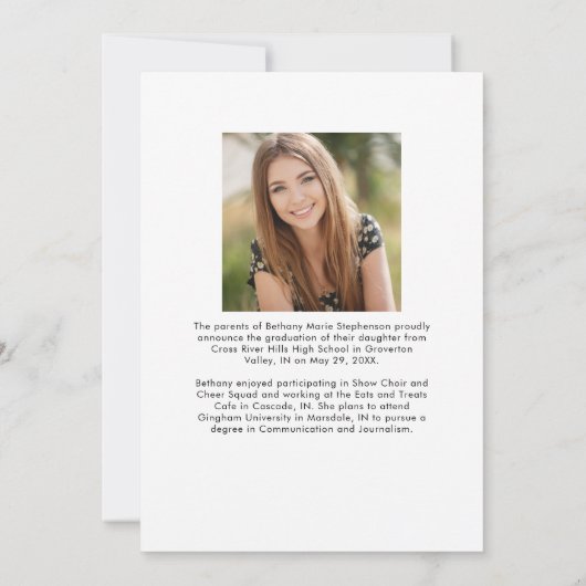 Elegant Script 2 Foto Afstuderen Aankondiging (Achterkant)