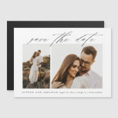 Elegant Script 2 Foto Huwelijk Save The Date Magnetische Uitnodiging (Voorkant / Achterkant)